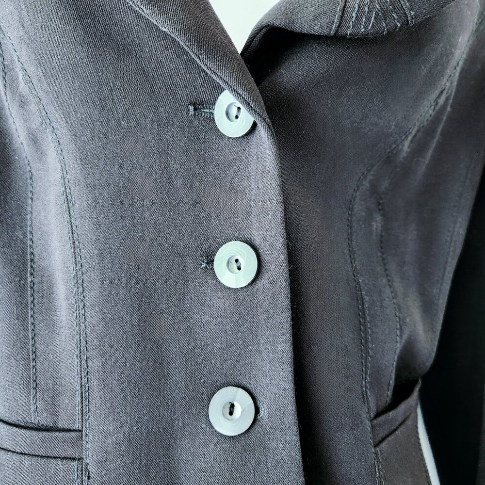 Structured Black Blazer With Triangle Stitch Deta… - image 5